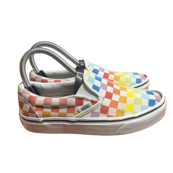 Vans Classic Slip-On Canvas Rainbow Checkerboard Slip-on Unisex Shoes M6.5/W8 - Picture 9 of 11